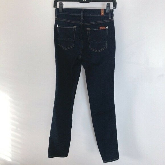 FOR ALL 7 MANKIND B(AIR) ROXANNE ANKLE IN AUTHENTIC RINSE Dark Blue Denim Jeans - Picture 11 of 11